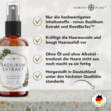 Vlasová kúra s výtažkem z bazalky z Nordic Pure | Pro péči o tenké, suché a křehké vlasy | Může zabránit vypadávání vlasů 100ml vlasová péče Naty Shop