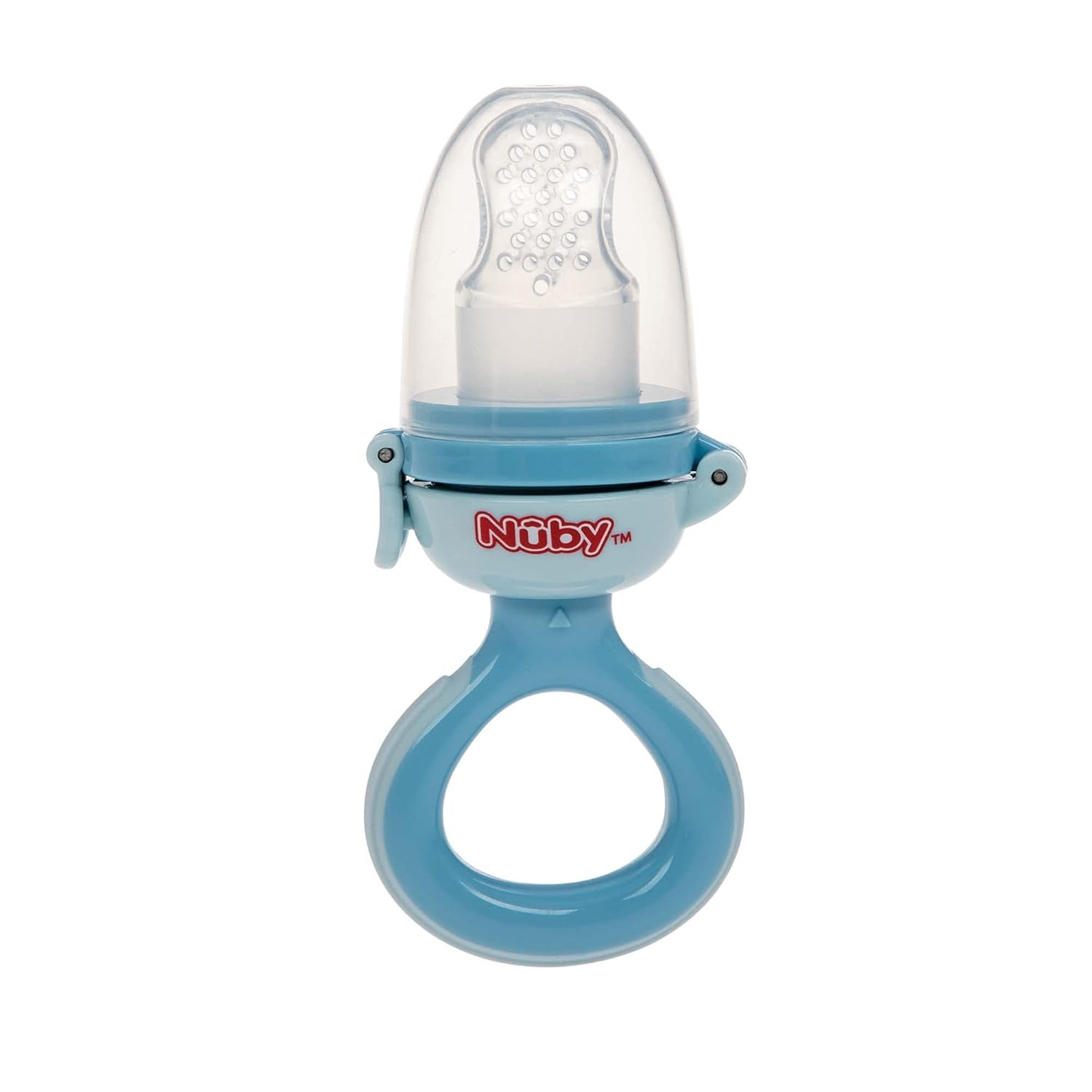 Nuby Silikonové krmítko Fruit Feeder Nibbler - Krmítko na ovoce pro miminka 6 měsíců a batolata - Kroužek na kousání na ovoce, zeleninu a pyré - Bez BPA - Růžový - 6+ měsíců