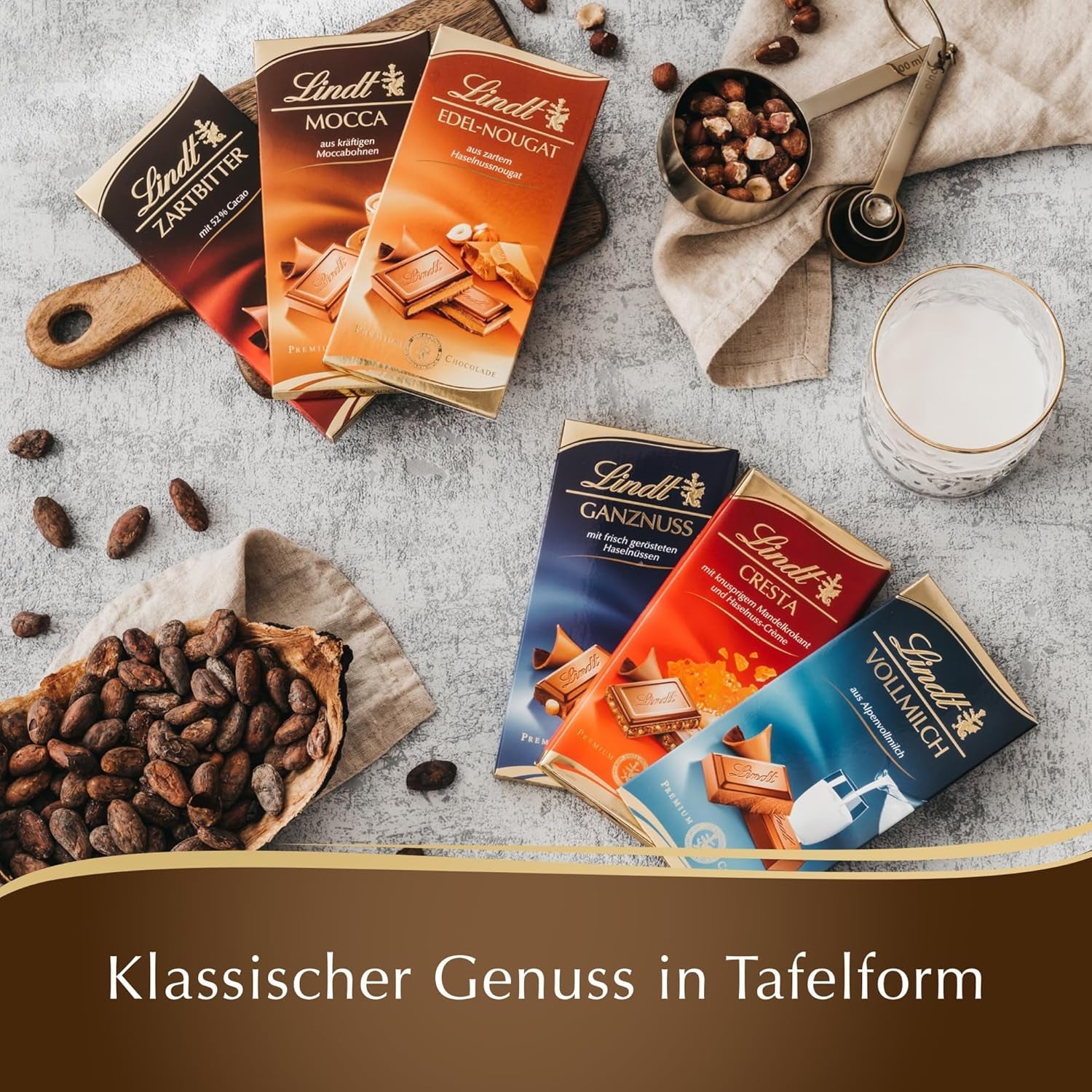 Lindt Mocha Chocolate | Tableta 100g | Mléčná čokoláda s bohatými moka fazolemi | Čokoládová tyčinka | Čokoládový dárek, 100g (balení 6 ks)