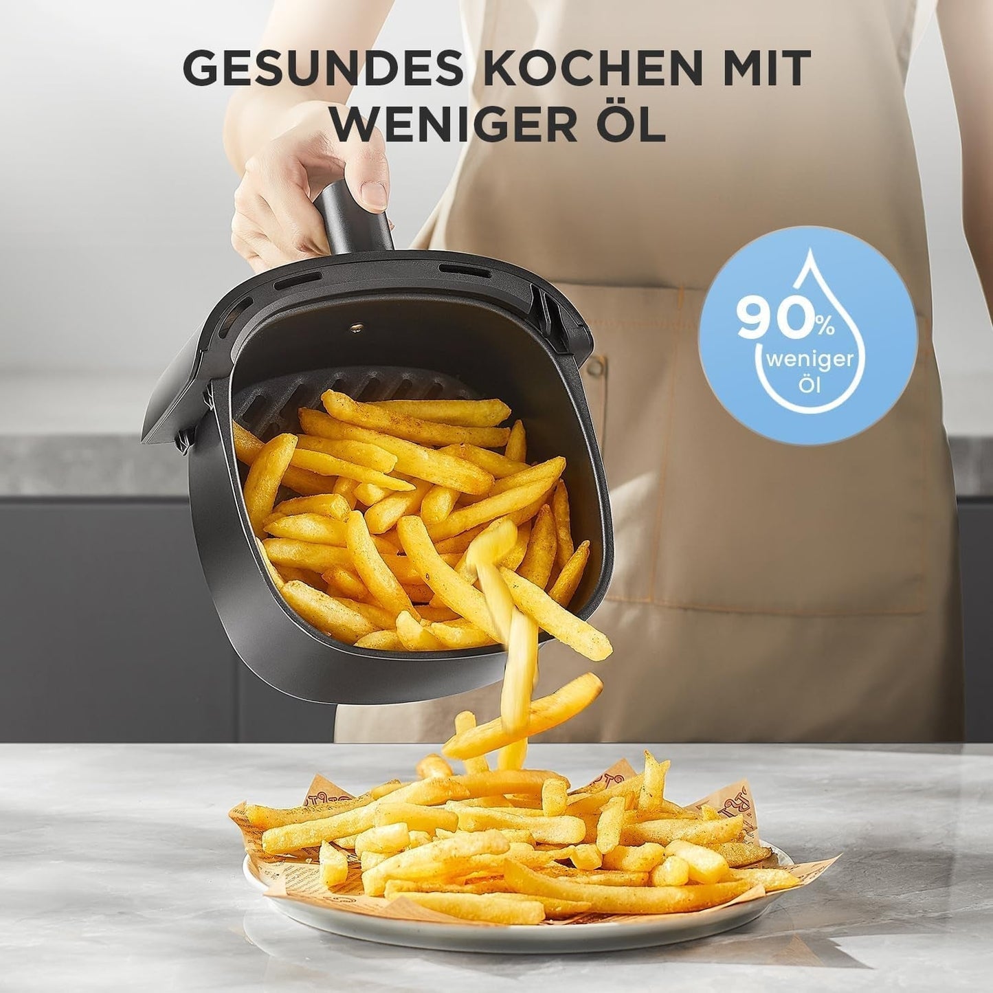 Horkovzdušná fritéza Midea 2L, 1150W vzduchová fritéza, bez oleje, horkovzdušná fritéza, funkce automatického vypnutí Domácí spotřebiče Naty Shop