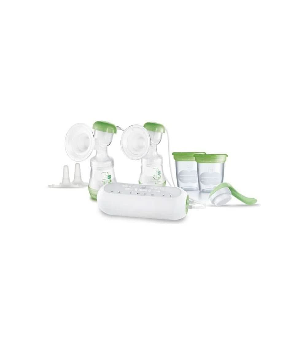 MAM - Elektrische Doppel-Milchpumpe – 2-In-1-Milchpumpe S 9 Intensitätsstufen Und 3 Stunden Akkulaufzeit – 2 Easy Start Antikolikové lahvičky a 2 Vorratsdosen Inkluzivní – Grün Příslušenství Jídlo a kojení Baby Naty Shop