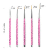 Sularpek Nail Art Liner Pinsel, 5 Stück Profi Detail Fine Nails štětec na gelové nehty, Nagel Pinsel Dünn Für Beauty Frauen Nagelstudio (5 Größen, Rosa)