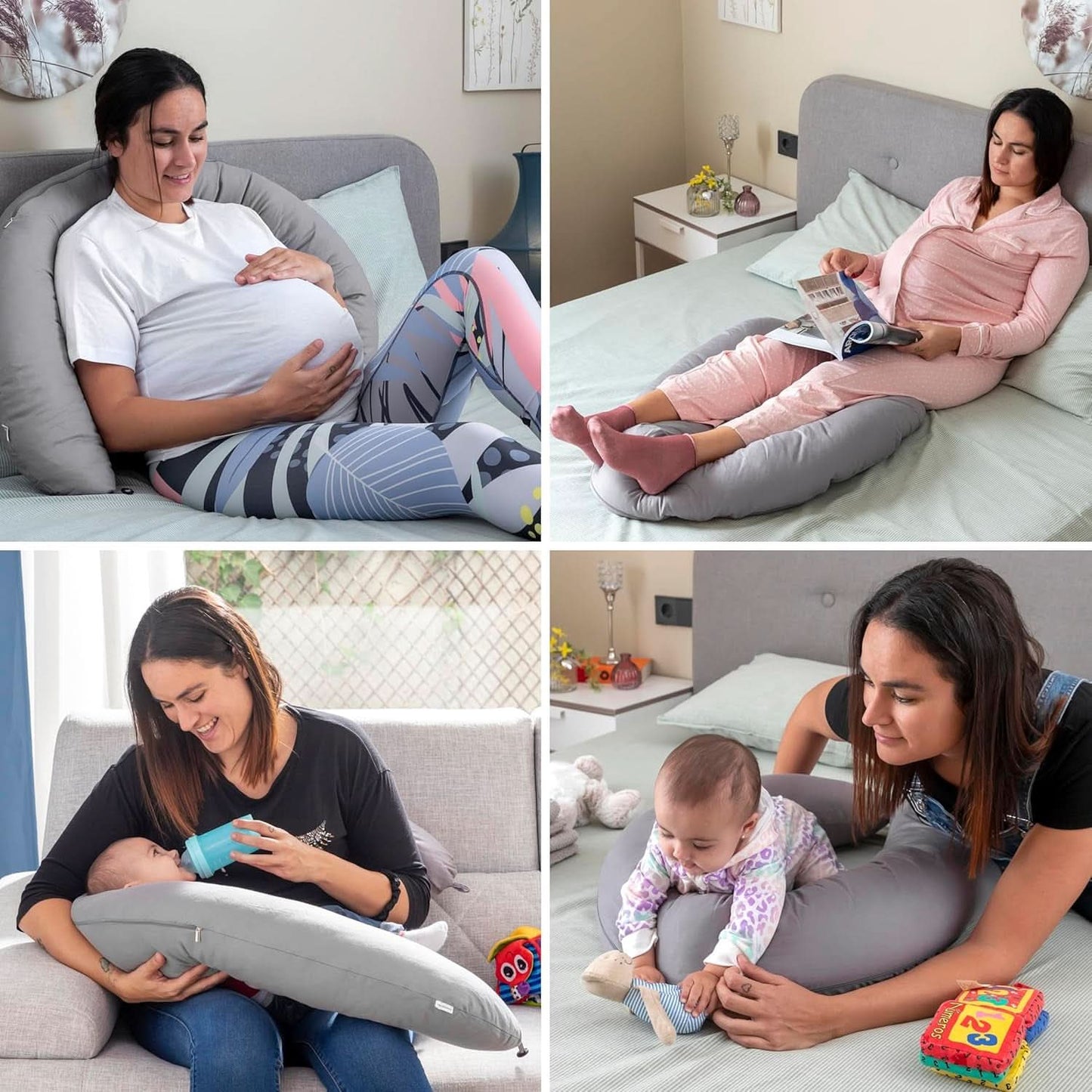 Innovagoods - Multifunkční kojící polštář, Ergonomický design pro relaxaci matky a dítěte, Nastavitelný do různých poloh, Pratelný, Barevný, Polybavlna Příslušenství Jídlo a kojení Baby Naty Shop