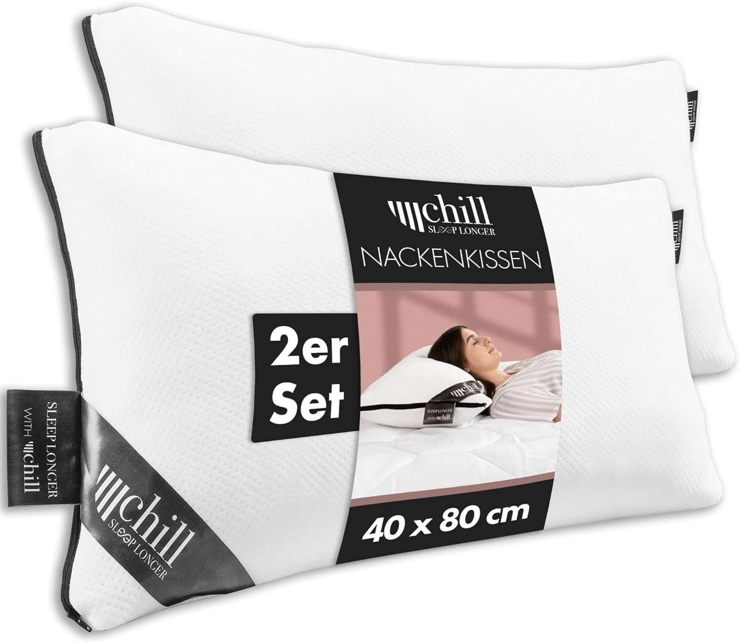 Polštář 80X80 Cm - provedení 2v1 - polštář v polštáři - prodyšný a pratelný velký polštář na spaní a 100% vegan - 2 polštáře 3 možnosti - polštář s náplní 600G & 1200G Standardní polštáře Naty Shop Polštář na krk Sada 2 - 40 X 80 Cm