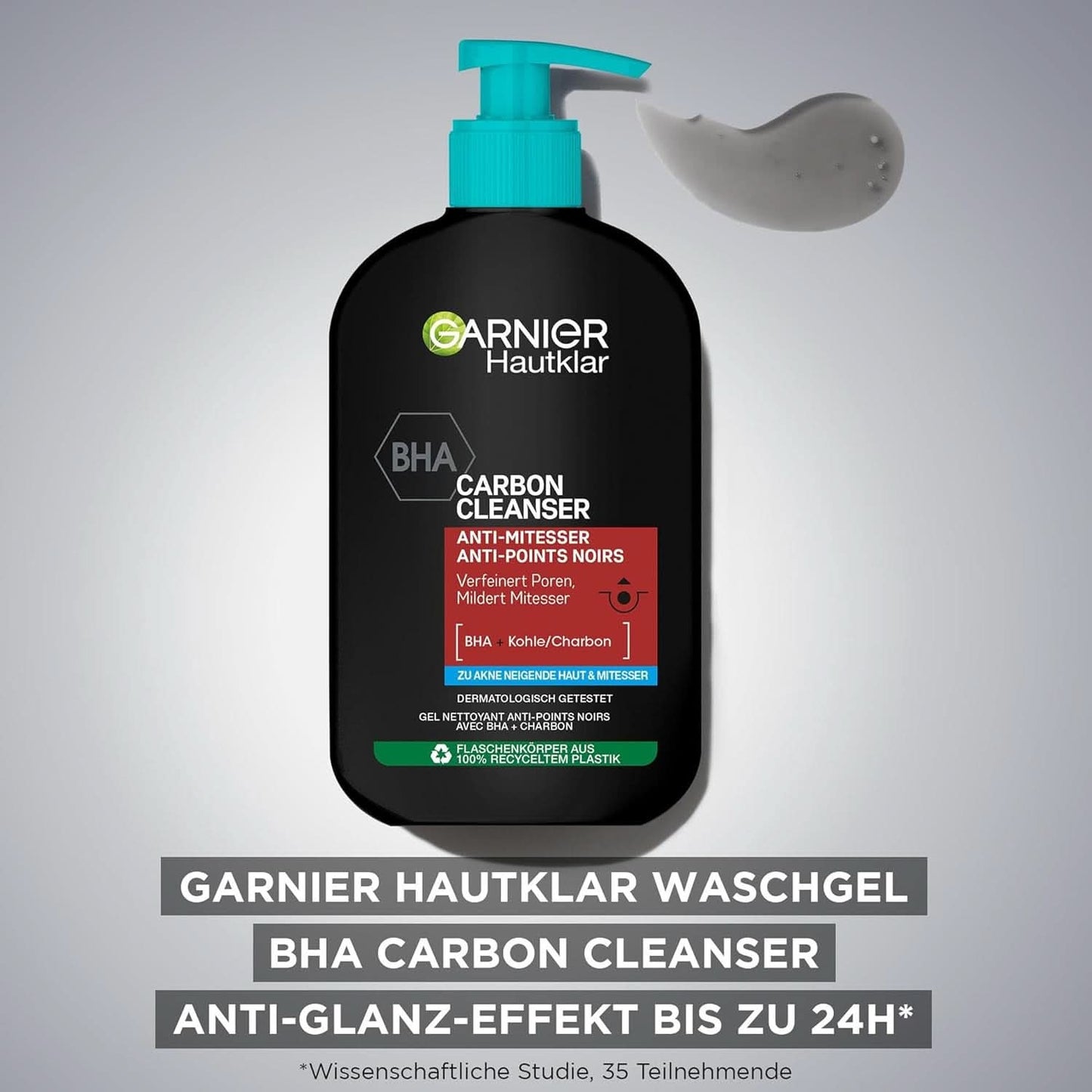 Garnier Charcoal Cleanser Čisticí gel na obličej proti černým tečkám a pupínkům 250 ml Sprcha & Bath Naty Shop