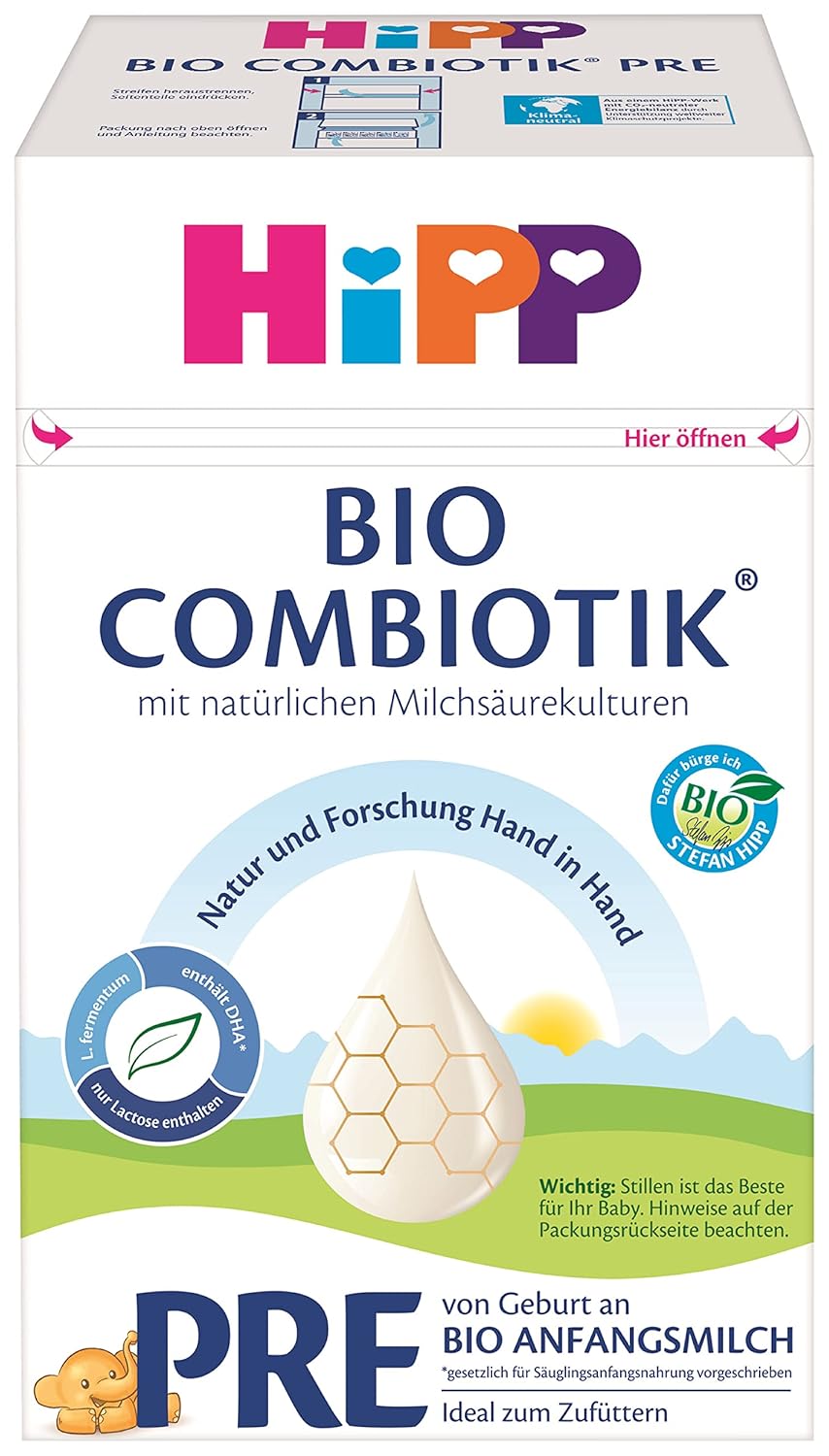 Mléčná receptura s bio mlékem Hipp PRE BIO Combiotik, balení 4 ks (4 x 600 g) Naty Shop Pre Bio Combiotik nová receptura 4 x 600 gramů