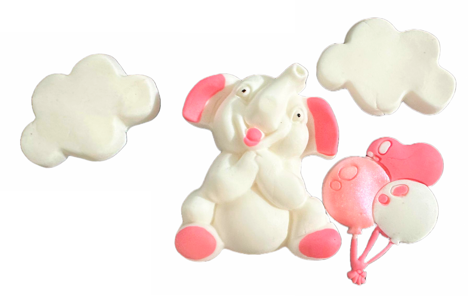 Sada jedlých cukrových dekorací, dekorace z růžové sloní cukrové pasty Nati Shop