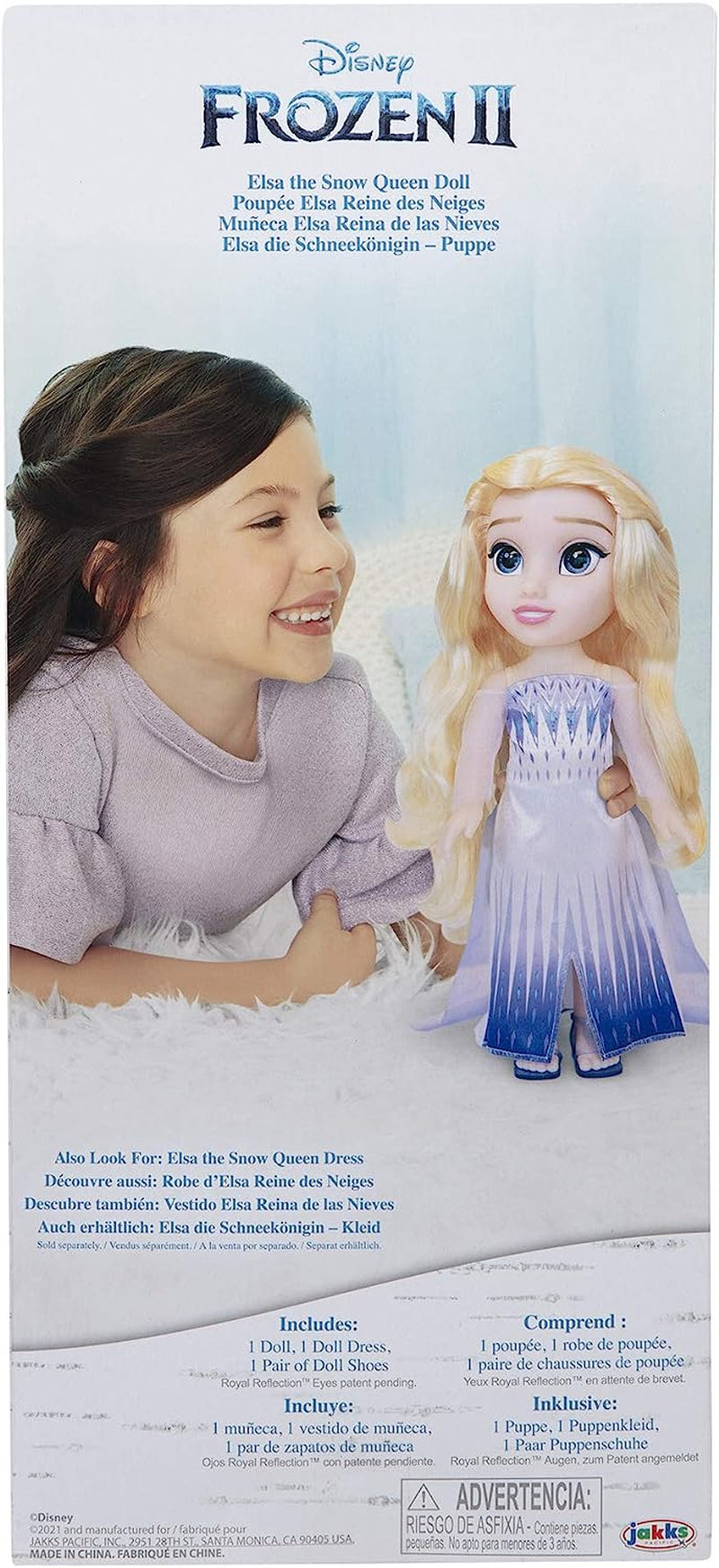 Disney Frozen 2 ELSA The Snow Queen Doll – 35 cm vysoká, pohyblivá panenka v ikonických módních šatech a dlouhých vlajících vlasech pro extra zábavu při hraní, pro dívky od 3 let, 214894 Naty Shop Dolls