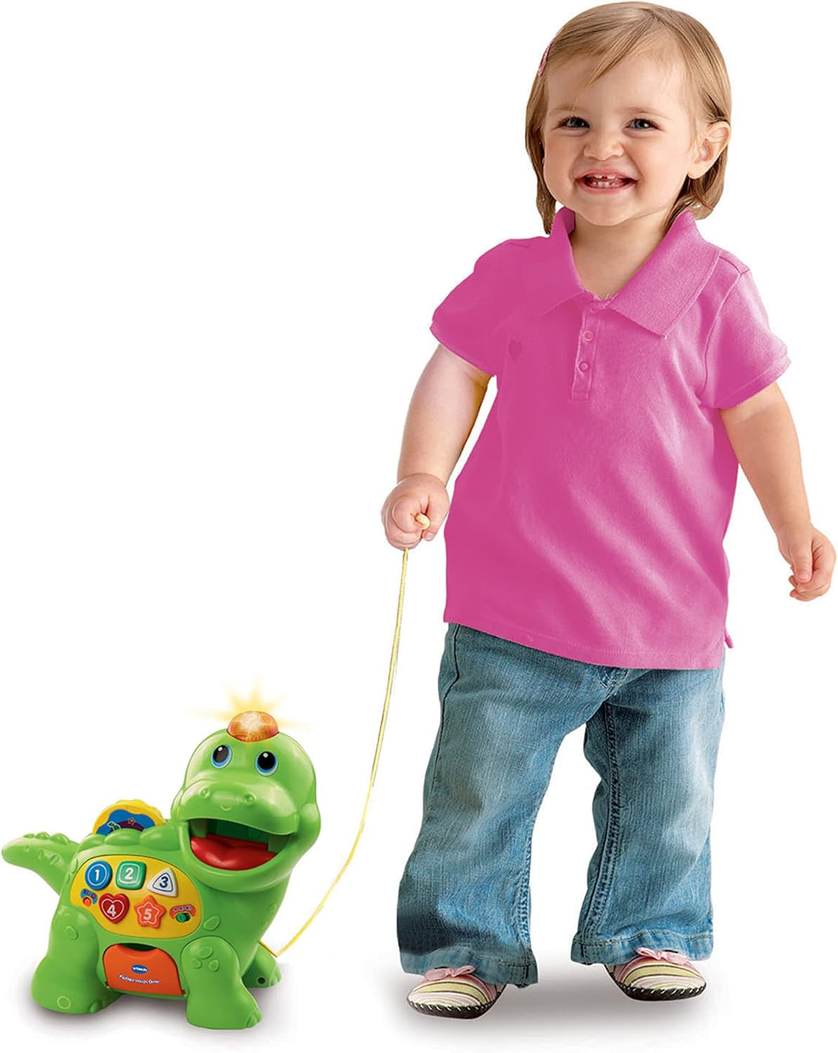 Vtech Baby Feed Me Dino - Krmení a učení Mluvící dinosaurus s písněmi, tlačítky a otázkami - Na 12-36 měsíců Hračky pro miminka Naty Shop