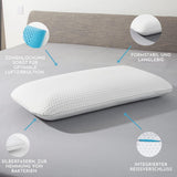 Pěnový polštář Genius Eazzzy 40X80 Cm výška 10Cm - Polštář na podporu krku se 2 stupni tvrdosti + chladivá gelová pěna - Polštář na spaní pro spáče na boku, zádech a břiše proti bolesti šíje, polyesterové standardní polštáře Naty Shop