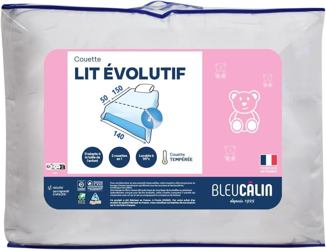 Bleu Câlin přikrývka pro děti 140X(150+50) Cm Speciál do dětské postýlky, tvrzená přikrývka roztažitelná až na 140X200 Cm, praní na 95°, bílá Přikrývky a přikrývky Naty Shop Unique Rozšiřitelná přikrývka do postýlky - 140 X (150 Cm + 5).