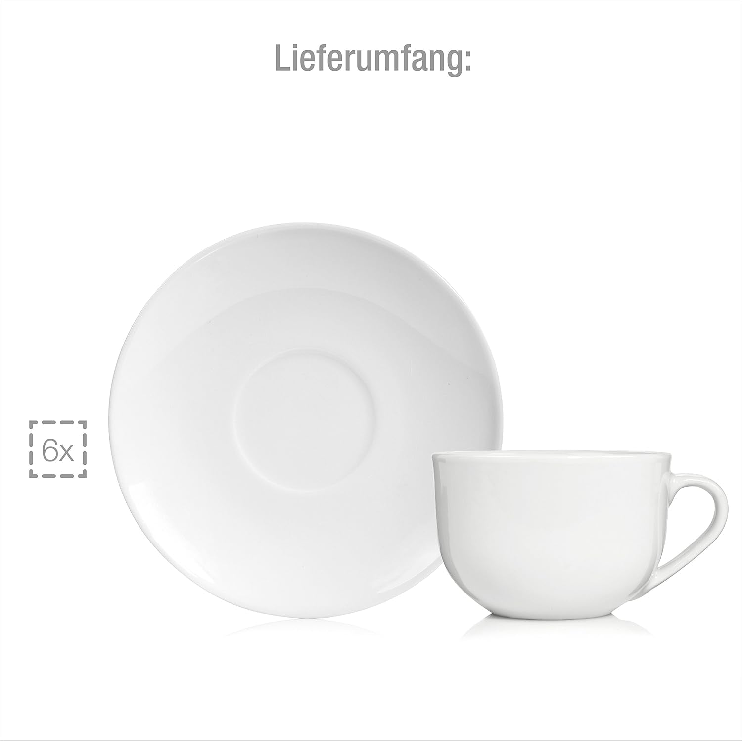 Sänger New Port Coffee Cup Set, Sada 12 šálků pro 6, Bílé porcelánové šálky a podšálky, 150ml | PRÉMIOVÁ KOLEKCE