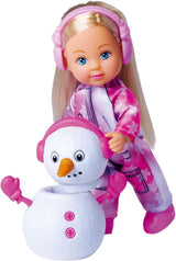 Simba 105733646 - Evi Love Snow, panenka v roztomilé sněhové kombinéze se sestavitelným sněhulákem, 12 cm, věk 3+