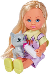 Simba 105733591 - Evi Love Kitty 2 způsoby shody pouze s jednou položkou bude odeslána panenka v roztomilých šatech pro kočky s koťaty a lahví na pití 12 cm Play Doll Ages 3+