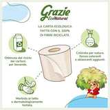 Přírodní toaletní papír Grazie, Econatural, 56 rolí, recyklovaný toaletní papír Fibrepack, 100% ekologický, šetrný k životnímu prostředí, certifikovaný ekoznačkou a recyklovaný FSC, vyrobeno v Itálii