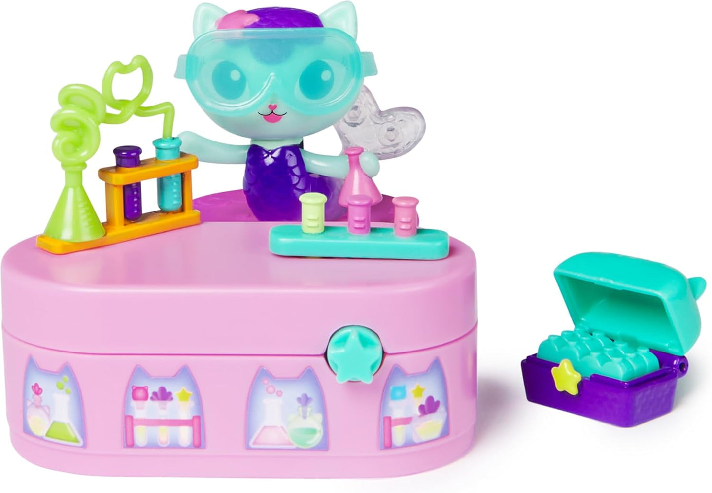 DREAMWORKS GABBY DOLLS HOUSE - Balíček nábytku Meerkätzchen Bobble Kitty, figurka kočky s nábytkem a doplňky do domečku pro panenky, věk 3+