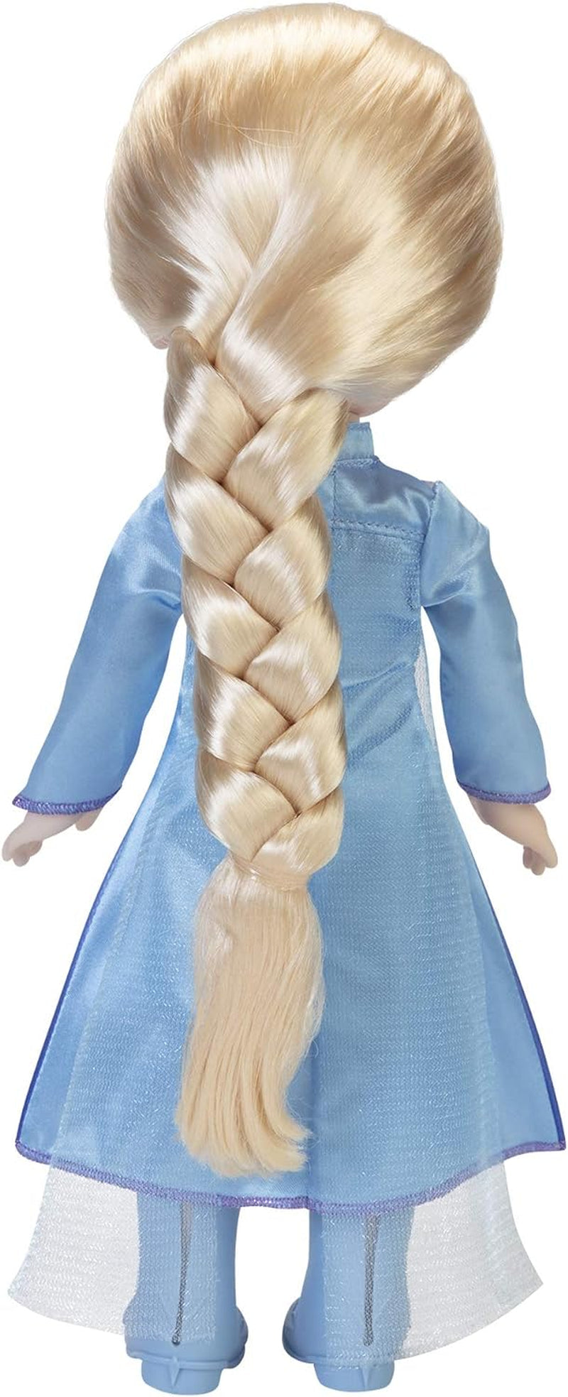 Cestovní panenka Disney Frozen 2 Elsa, 35cm panenka s šaty inspirovanými kultovním filmem, botami a dlouhými spletenými vlasy pro extra zábavu při hraní, pro dívky od 3 let
