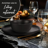 Moritz & Moritz NORDIC Sada nádobí pro 6 osob - 18dílná sada černého nádobí z černého nádobí - Skandinávský design - Sada robustního nádobí pro 6 osob pro každodenní použití a hosty - Kombinovaná sada nádobí