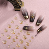 JMEOWIO 6 Blatt 3D Nálepka na nehty Goldene Unregelmäßige Geometrické Nálepka na nehty Selbstklebend Nagelaufkleber 5D Stereoskopická dekorace Nageldesign Zubehör