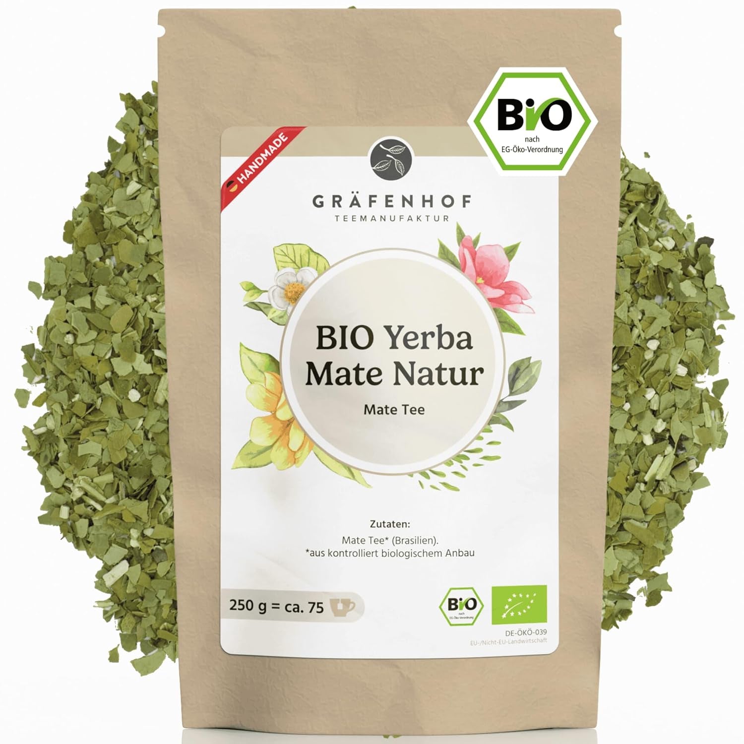 Organický čaj Yerba Maté Originální 1 kg sypaný čaj Maté s vysokým obsahem kofeinu Nepražené na vzduchu Sušené v laboratoři Testované listy maté balené v Německu Prvotřídní kvalita Gräfenhof