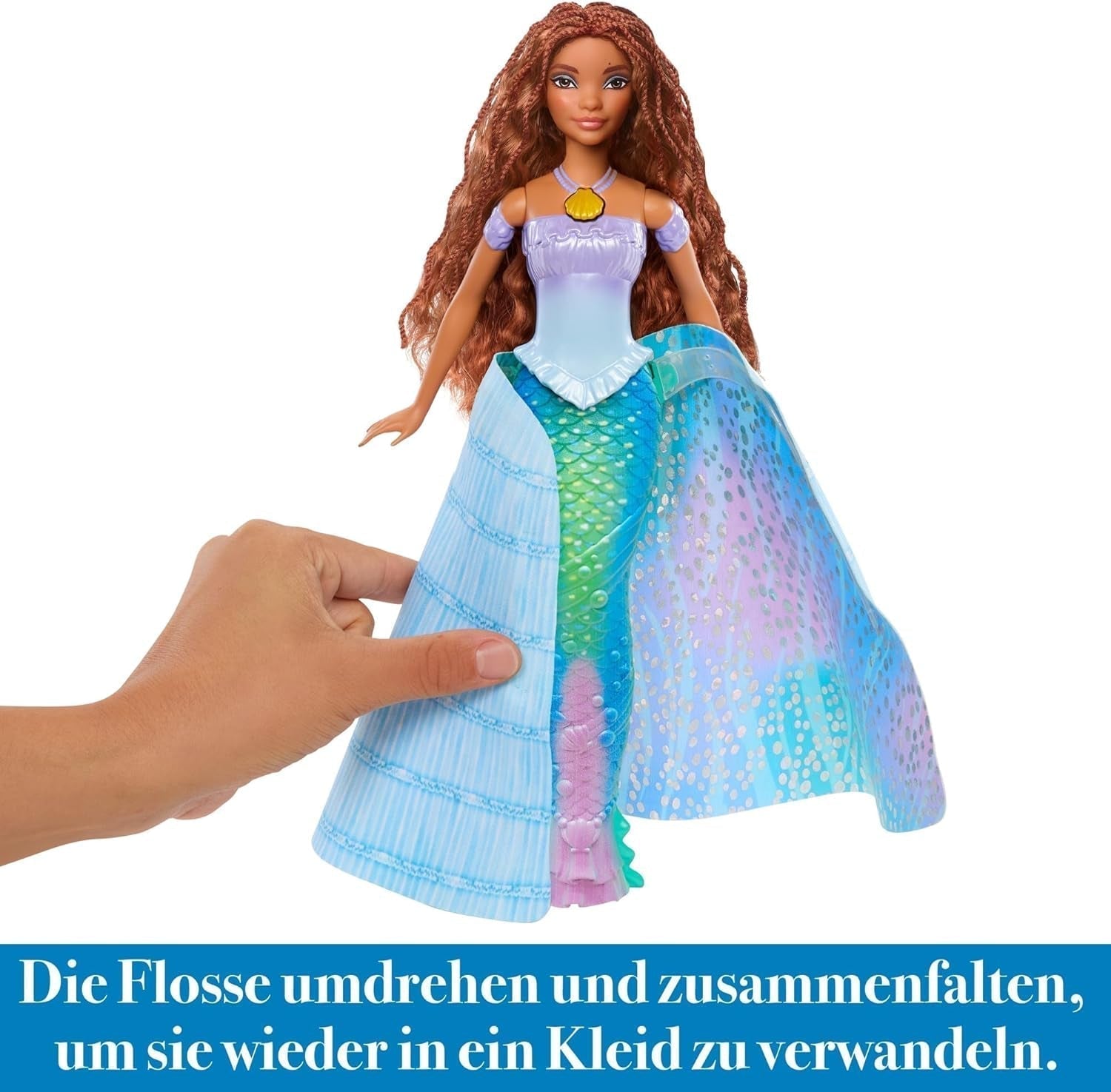 Panenka Mattel Disney princezna Ariel, inspirovaná filmem Malá mořská víla, Transformace: Hračka mořského muže, Mobil, Dárky Disney, 3 roky staré hračky, HLX13 Naty Shop Dolls