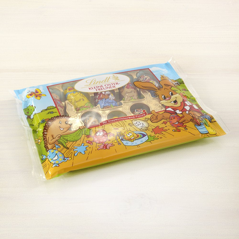 Malí velikonoční přátelé s čokoládou | 2 x 100 g a Čokoládové zdobení Minivajíčka s alpským mlékem | 2 x 180 g sáčky | Prémiová vajíčka z mléčné čokolády, vesele a barevně balená, ve čtyřech barvách na Velikonoce