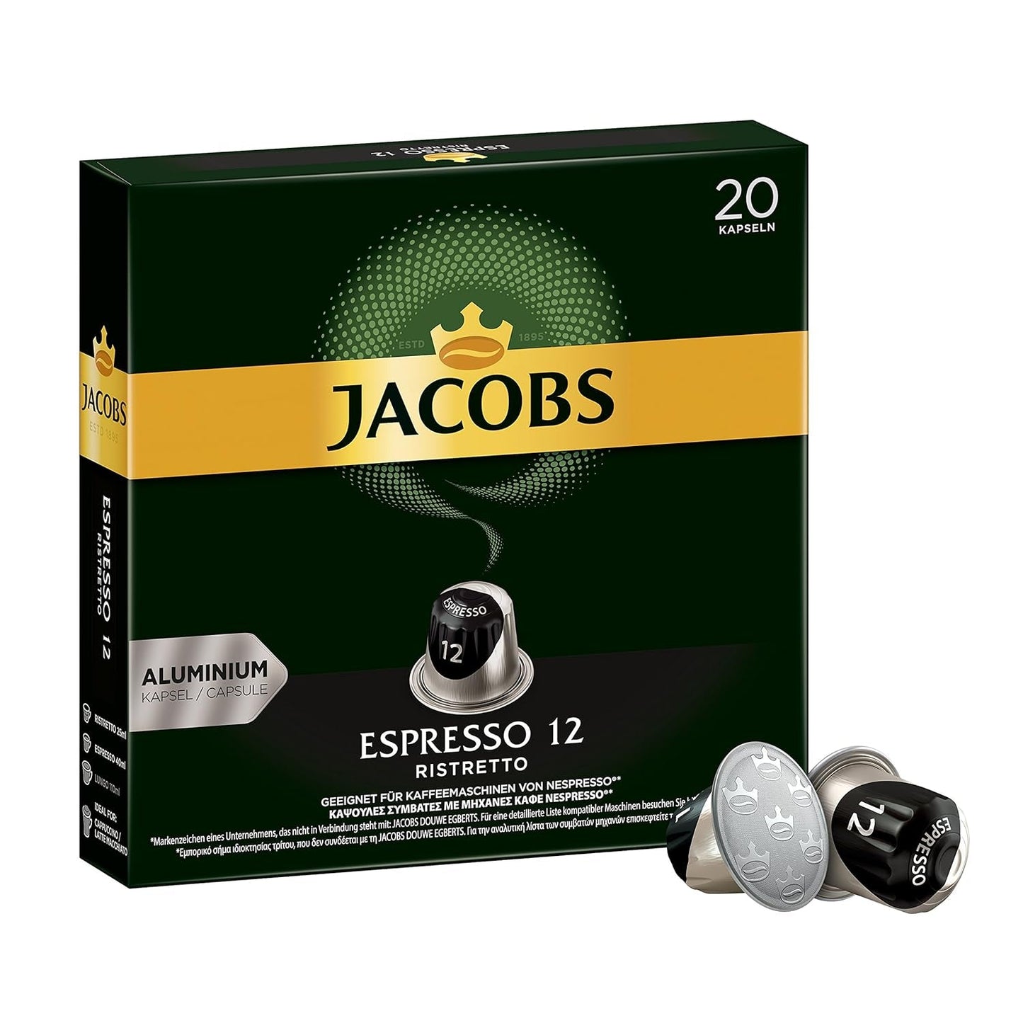 Kaffeekapseln Espresso Ristretto, Intensität 12 von 12, 10 x 20 Getränke & Kaffeekapseln Espresso Intenso, Intensität 10 von 12, 200 Nespresso®* kompatibilní Kapseln, 10 x 20 Getränke