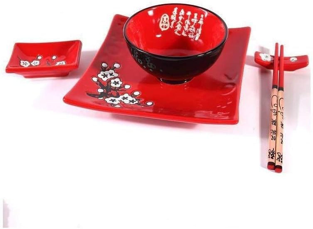 Kompletní japonský stolní servis 2381, porcelán, červená