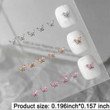Mini Butterfly Zirkonové řetízky na klíče na nehty Y2K Bílá šampaňská Růžová drahokamu Crystal Butterfly Key Chains Nehty 3D Butterfly Design nehtů Klíčenky Butterfly Nails Dekorace Nail Art Klíčenky Nehtové doplňky