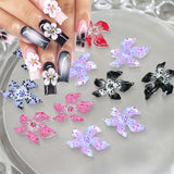50ks 3D květinová kouzla na nehty, 3D gelové nail art, kouzla na nehty, barevné letní šperky, DIY doplňky na nehty, embosované krystaly květu ibišku, gradientní nail art pro ženy