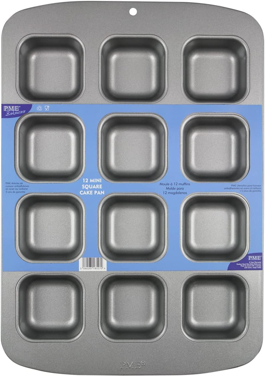CSB106 Quadratische Antihaftbeschichtete Backform Mit 12 Minilöchern Aus Karbonstahl, Edelstahl, Silver, 37,3 X 26,1 X 3,1 Cm Formy a plechy na pečení Naty Shop