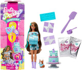Party panenka Barbie rozbalená a doplňky Birthday Pet Series 10 Překvapení Party Star Set včetně efektu měnícího barvu a dortových dekorací JFG72