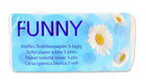 Funny toaletní papír AG-014, 3 vrstvy, 250 listů, 9,5 cm x 11 cm, bílý, jedno balení po 8 rolích