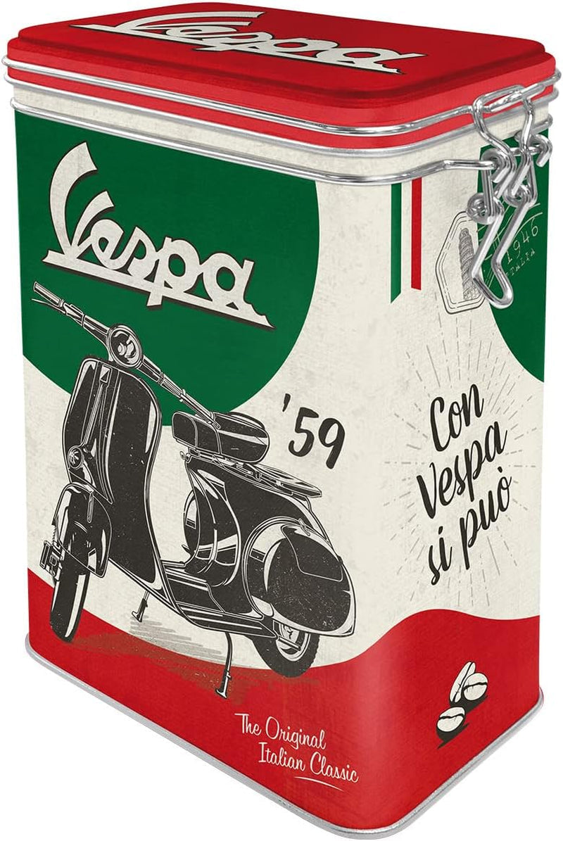 Nostalgic-Art retro krabička na kávu, 1,3 l, Vespa - italská klasika - nápad na dárek pro fanoušky skútrů, originální licencovaný produkt (OLP), dekorace z dílny Vintage Design, dekorace z dílny Vintage Design Boxy na skladování potravin Výchozí název Naty Shop