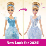 Mattel DISNEY Princezna Popelka - Kloubová panenka se třpytivým outfitem, odnímatelné boty a diadém, vyčesané vlasy pro zábavu při stylingu, pro děti od 3 let, HLW06