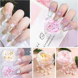 6 Box 3D Květinové Nagelkunst Charms, Acryl Flower Nagel Strass Mit Gold Und Silberperlen Ornamenten, Nagel Edelsteine, Nagel Zubehör Für Mädchen, Frauen, DIY Nageldesign, Basteldekoration…