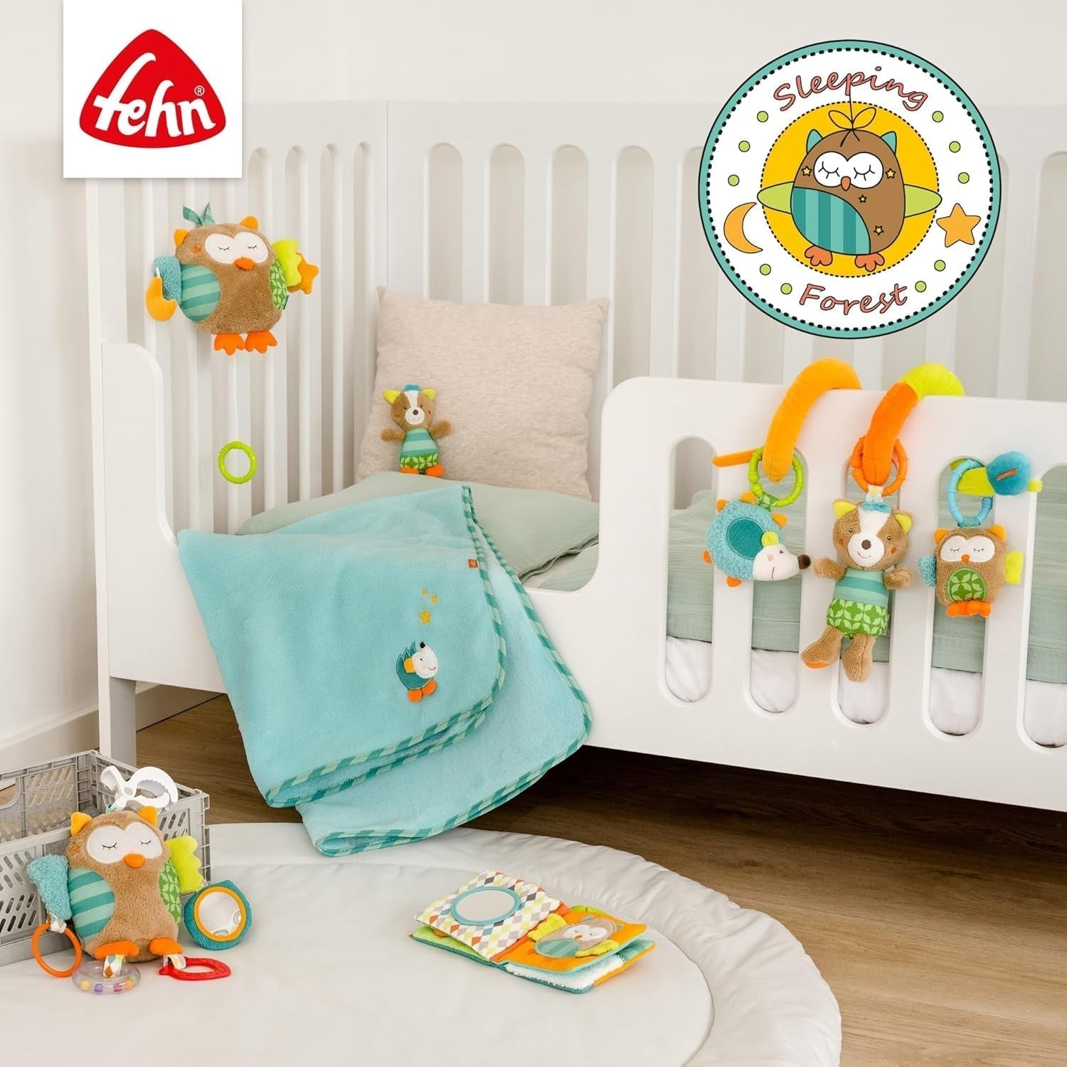 Fehn Activity Spiral Sleeping Forest - dotýkejte se a držte kočárek - hračka pro miminko do postýlky, ohrádky, kočárku a autosedačky - motorická hračka pro miminka a batolata od 0+ měsíců Baby Toys Naty Shop
