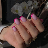Dlouhé francouzské tipy Zlaté třpytivé lepidlo na dlouhé čtvercové nehty Glitter French Tip Sada umělých nehtů čtvercové umělé nehty pro ženy 24ks