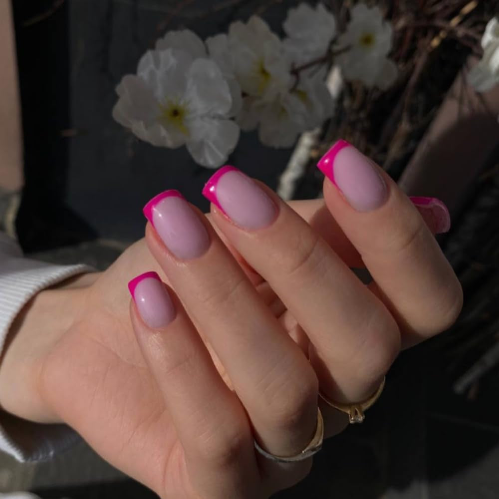 Dlouhé francouzské tipy Zlaté třpytivé lepidlo na dlouhé čtvercové nehty Glitter French Tip Sada umělých nehtů čtvercové umělé nehty pro ženy 24ks