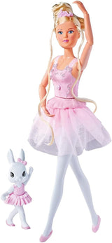Simba 105733603 - Steffi Love Dancing Ballerina, Steffi jako panenka balerína se zvířecím kamarádem a otočnou sukní, hrací panenka 29 cm, od 3 let