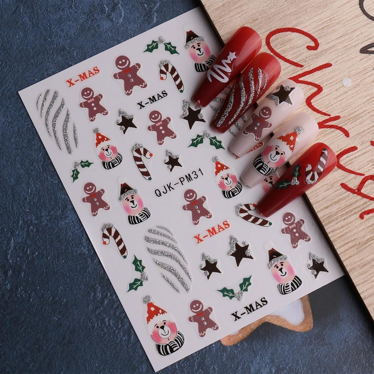 JMEOWIO Nálepka na nehty Glitzer Weihnachten 10 Blatt Nálepka na nehty Selbtklebend Nagelaufkleber Schneeflocken Zimní dekorace Nageldesign Zubehör