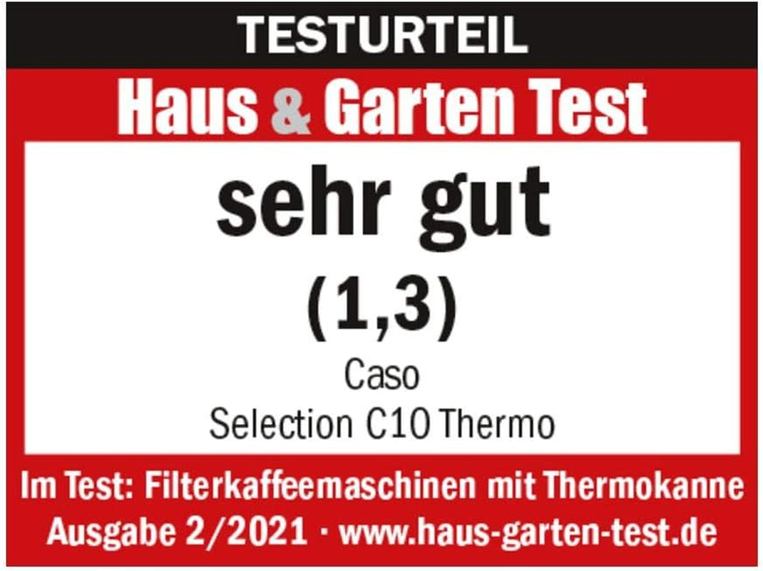 Kávovar CASO Selection C 10 Thermo Design – Nerezové pouzdro, 1,2l izotermická karafa (10 šálků), dotykové ovládání a časovač, funkce Aroma PLUS, permanentní filtr, filtr proti odkapávání