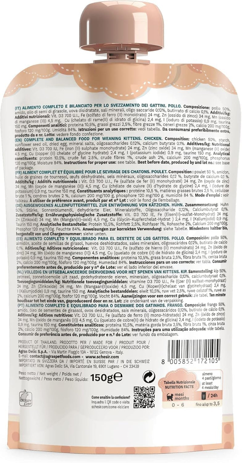 Mokré krmivo pro malé kočky s kuřecí a kuřecí smetanou - Mokré krmivo pro malé kočky - Mokré krmivo pro kočky s kuřecí smetanou, bez obilovin, s vysokým obsahem bílkovin, vitamínů a minerálů (20 sáčků x 150 g)