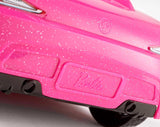 Panenka Barbie a růžový třpytivý kabriolet, realistické pneumatiky, logo, hračka pro děti od 3 let, DJR55