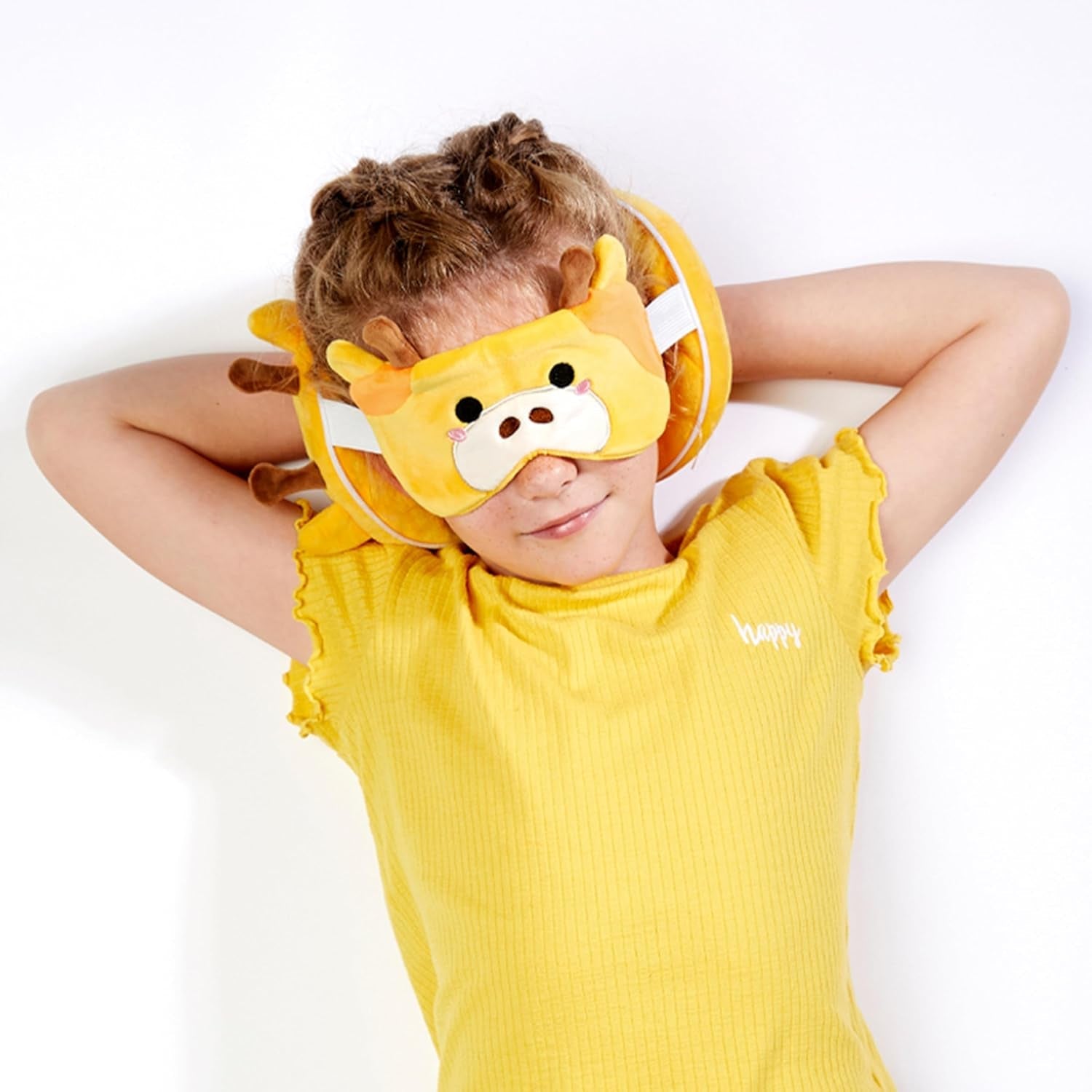 Polštář Puckator Giraffe, EPS 93% Polyester, 7% Elastan, Multicolor, Cestovní polštáře standardní velikosti Naty Shop