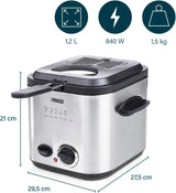 Princess 182611 Mini Fondue Fritéza - Rychlý ohřev - Pachový filtr - Kapacita 1,2 litru, Stříbrná domácí spotřebiče Naty Shop
