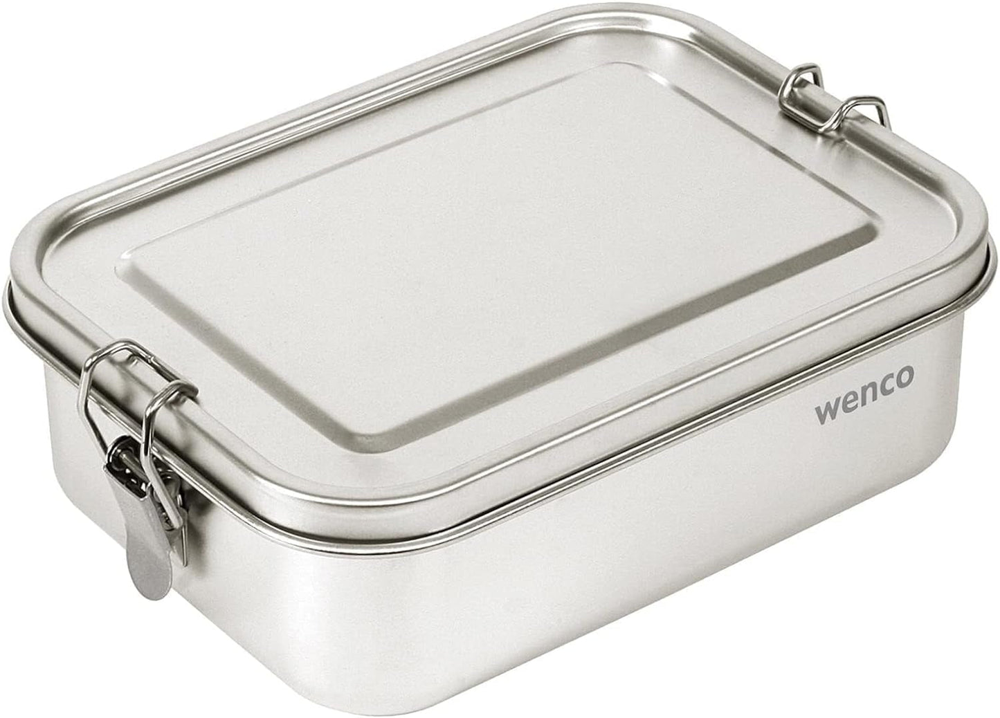 Nerezový obědový box Wenco, 2 přihrádky, velká kapacita 850 ml, box na oběd Vodotěsný Lze mýt v myčce Včetně náhradního silikonového kroužku 18,5 x 14 x 5,5 cm Stříbrný (2 balení) Naty Shop boxy na skladování potravin 850 ml