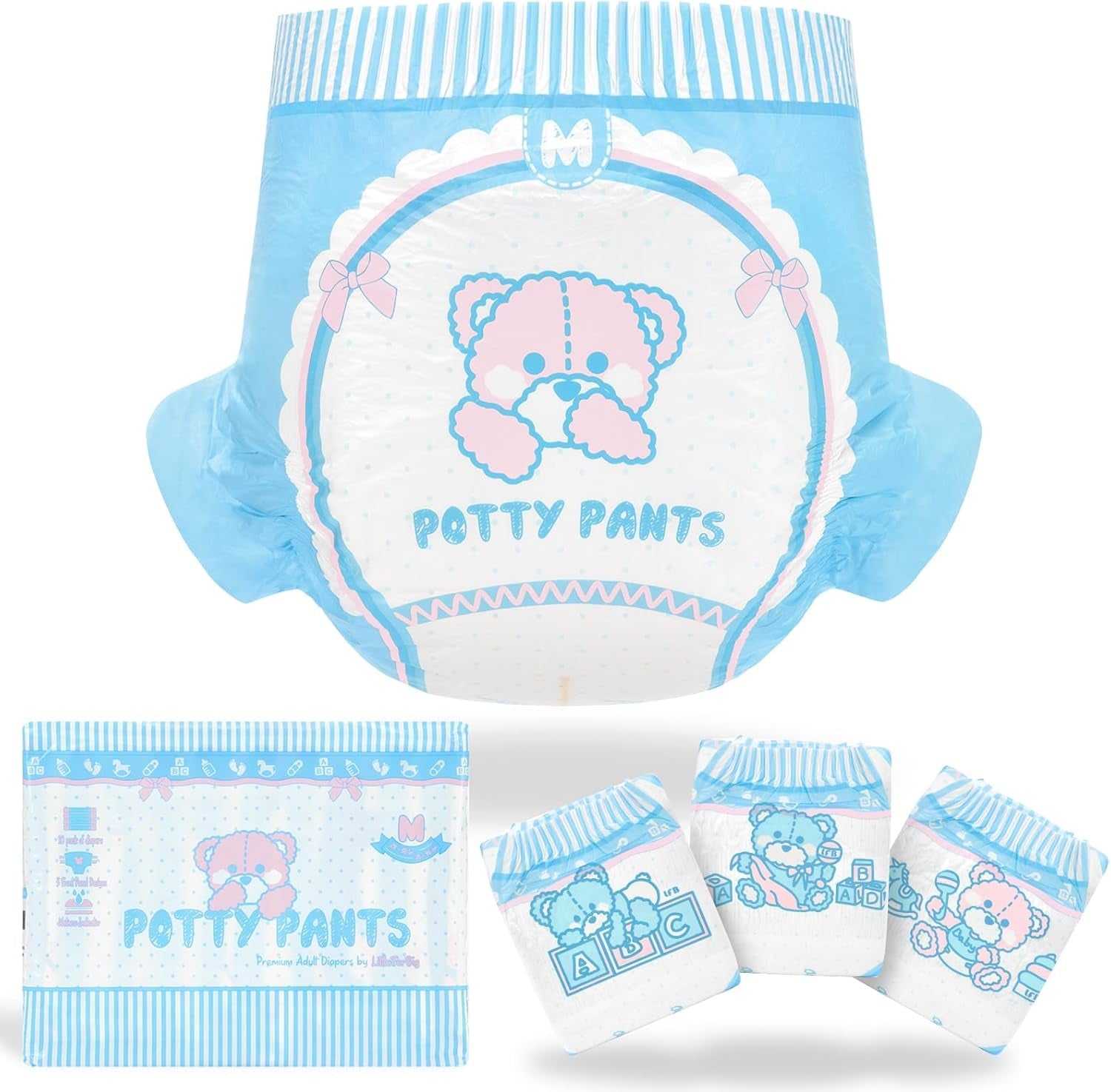 Pleny s potiskem pro dospělé 5500-5800ml 10 kusů - Toaletní kalhotky (XL)