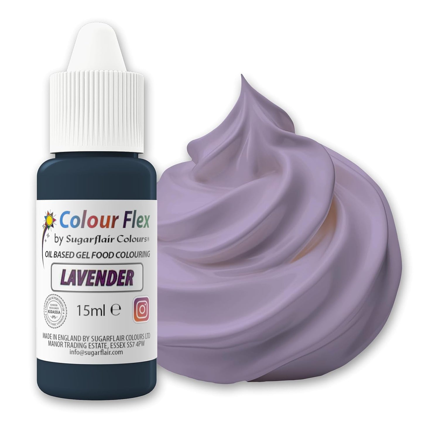 Sugarflair Colourflex Oil Based Food Coloring Levandule, vysoce koncentrované tekuté potravinářské barvivo pro máslový krém, čokoládu, těsto, fondán, polevu a další - 15 ml