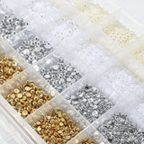 GZMAYUEN 920Pcs Zlatá Stříbrná Perlen s plochým zády pro nehty, Halbrunde Weiße Beige Perlen na nehty, Kleine Halbrunde Perlen s plochým zadním dílem Für DIY Nail Art Decor